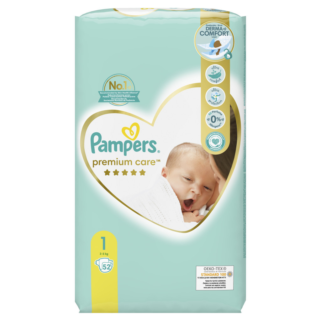 Підгузки Pampers Premium Care Newborn Розмір 1 (2-5 кг) 52 шт (8001841104751) - зображення 2