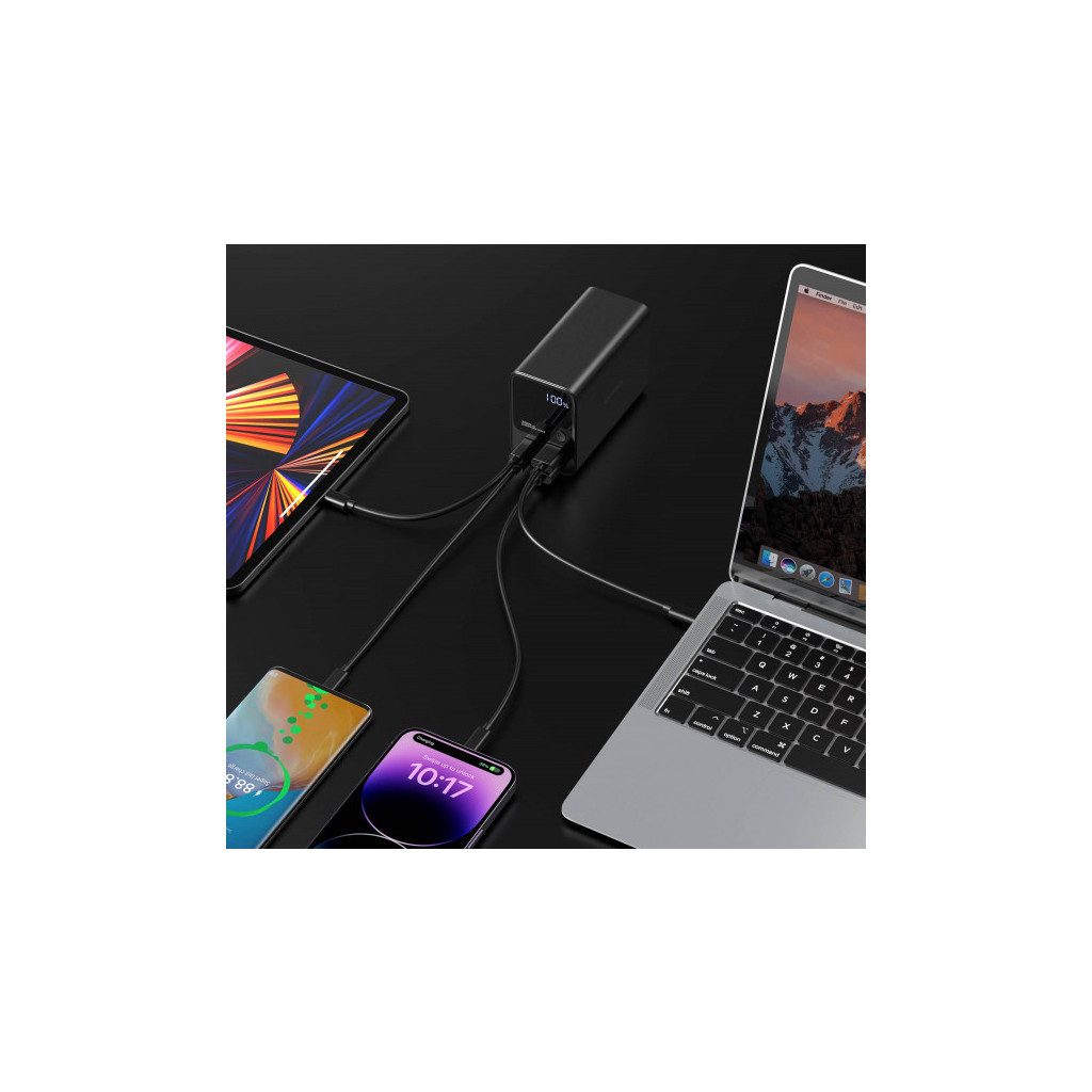 Батарея універсальна Choetech 27000mAh, PD/3.0/100W, USB-C*2/100+100W, USB-A*2/QC3.0/22.5W (B635-BK) - зображення 10