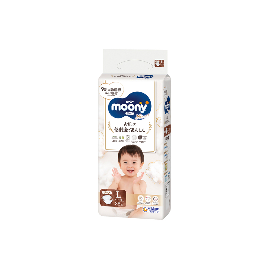 Підгузки Moony Natural L 9-14 кг, 38 шт (4903111242030) - зображення 1