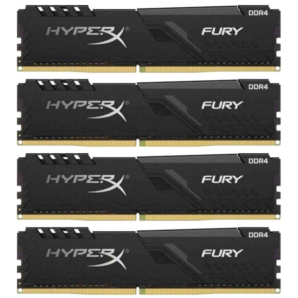 Модуль пам'яті для комп'ютера DDR4 64GB (4x16GB) 2400 MHz Fury Black Kingston Fury (ex.HyperX) (HX424C15FB4K4/64) - зображення 1