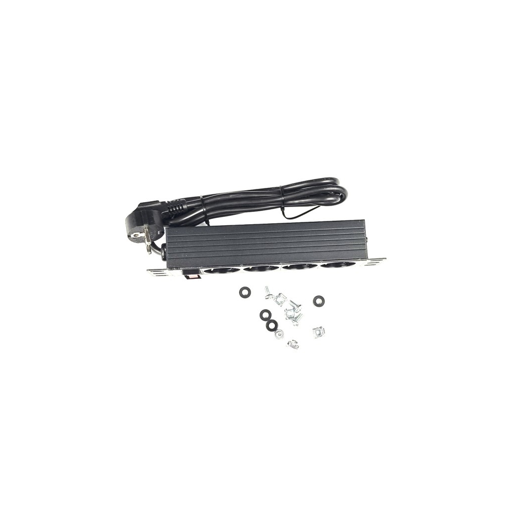 Силовий блок 10" 1U, 4xSchuko, кабель 1.8м, вилка Schuko, алюм. корпус Eserver (WT-2316A) - изображение 3