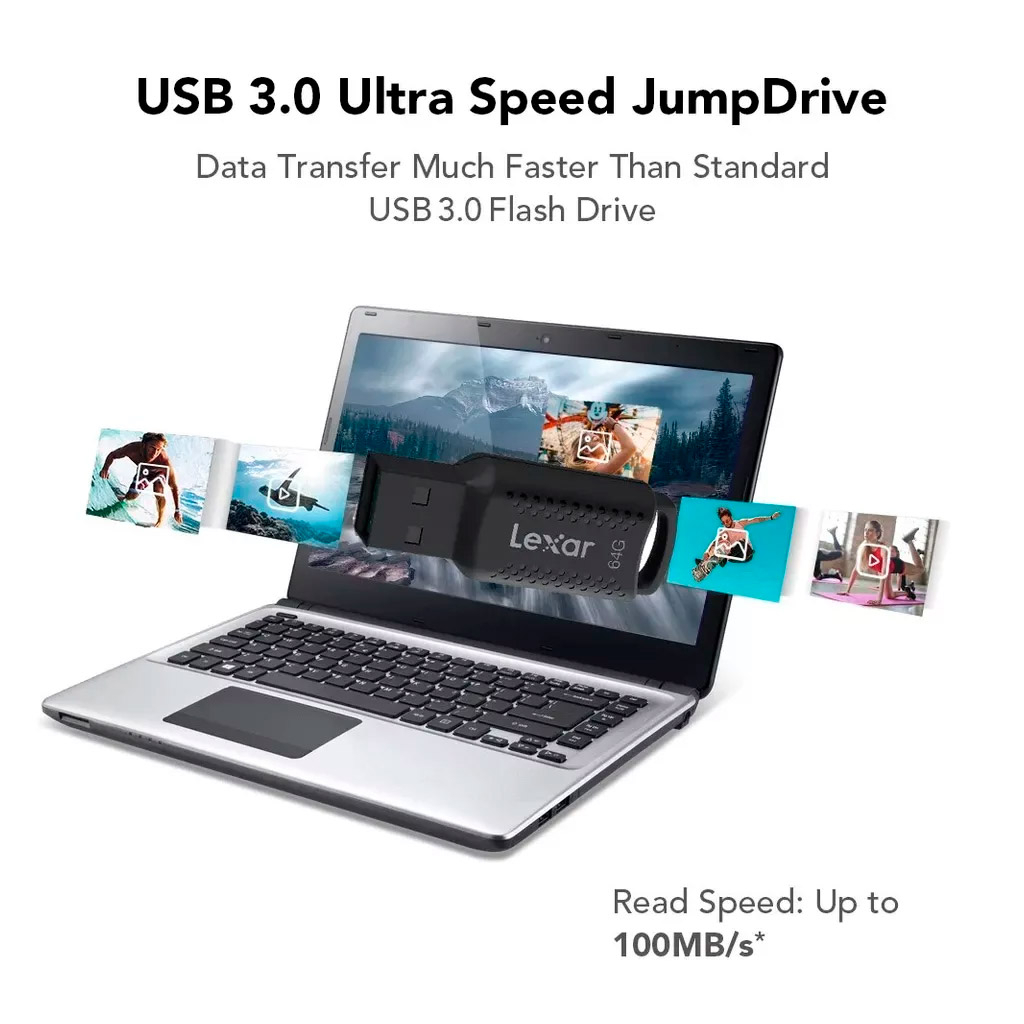 USB флеш накопичувач Lexar 64GB JumpDrive V400 Black USB 3.0 (LJDV400064G-BNBNG) - зображення 5