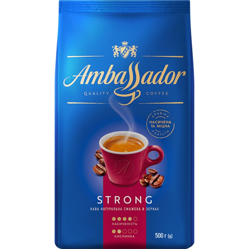 Кава Ambassador в зернах 500г пакет, "Strong" (am.53232) - изображение 1