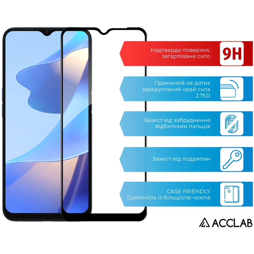 Скло захисне ACCLAB Full Glue Oppo A16 Black (1283126522024) - зображення 3