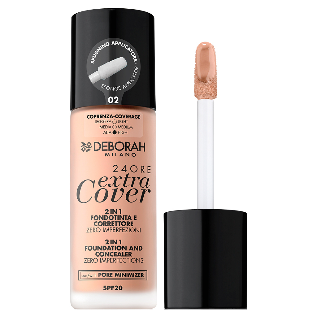 Тональна основа Deborah 24Ore Extra Cover SPF20 02 30 мл (8009518333947) - зображення 1