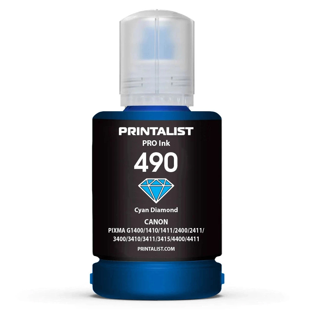 Чорнило Printalist Canon GI-490 для G1400/G2400/G3400 140г Cyan (PL490C) - зображення 1