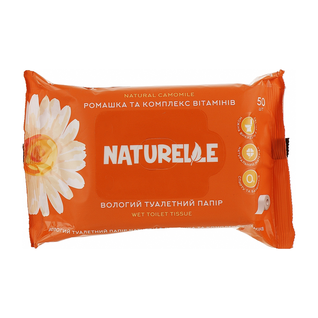 Туалетний папір Naturelle вологий Ромашка та комплекс вітамінів 50 шт. (4820207591066) - зображення 1