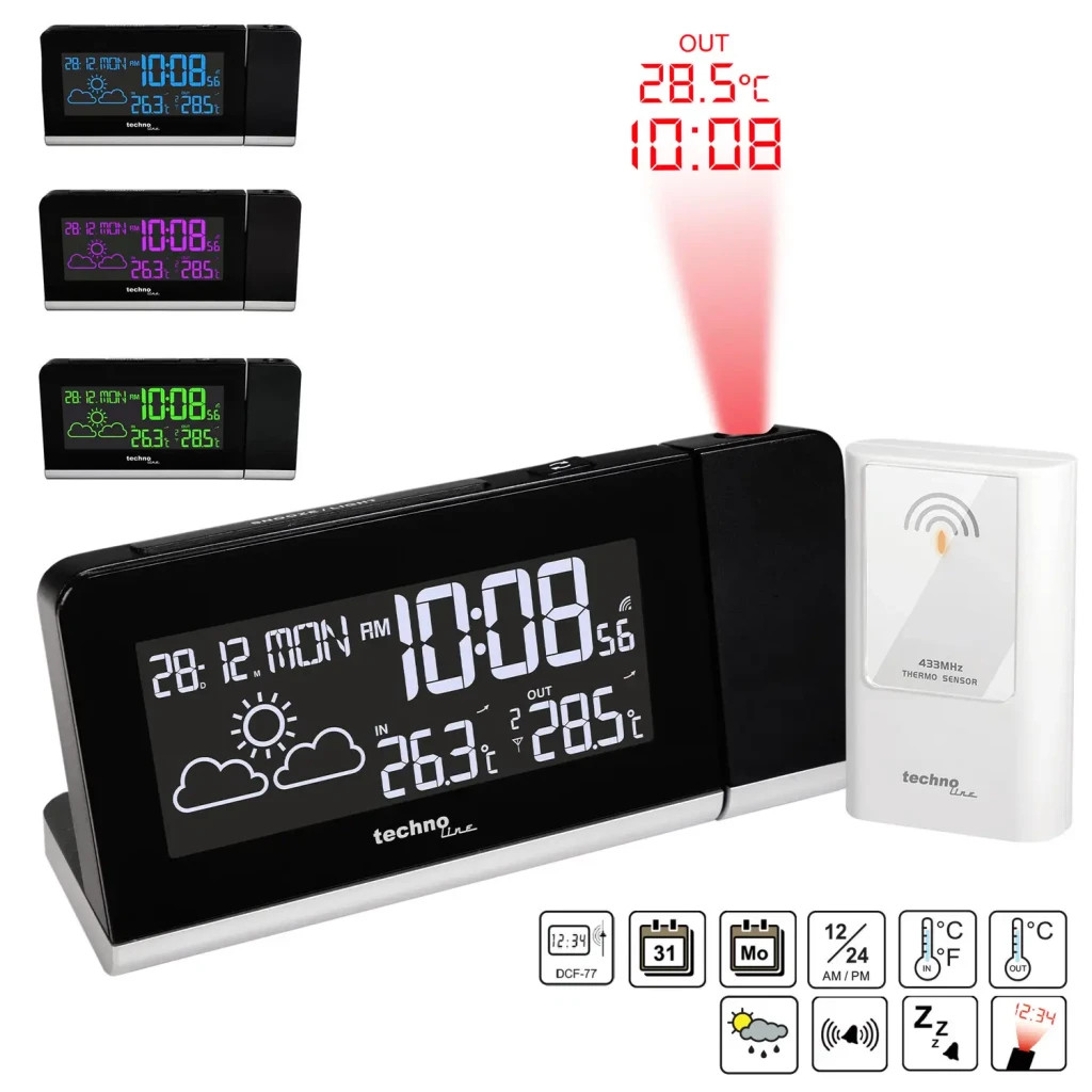 Настільний годинник Technoline WT539 проекційний Black (DAS301813) - зображення 8