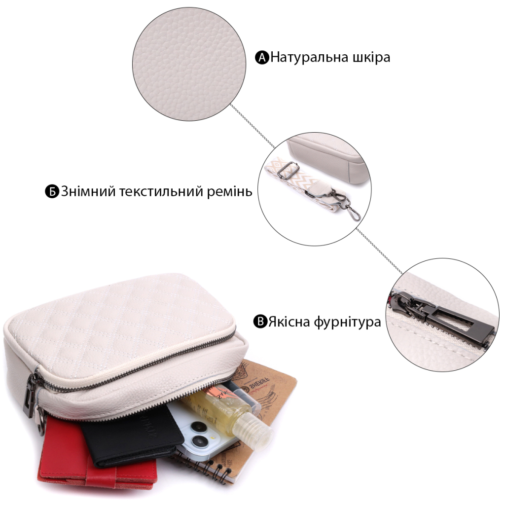 Сумка Vintage З натуральної шкіри Біла (22633) - зображення 4