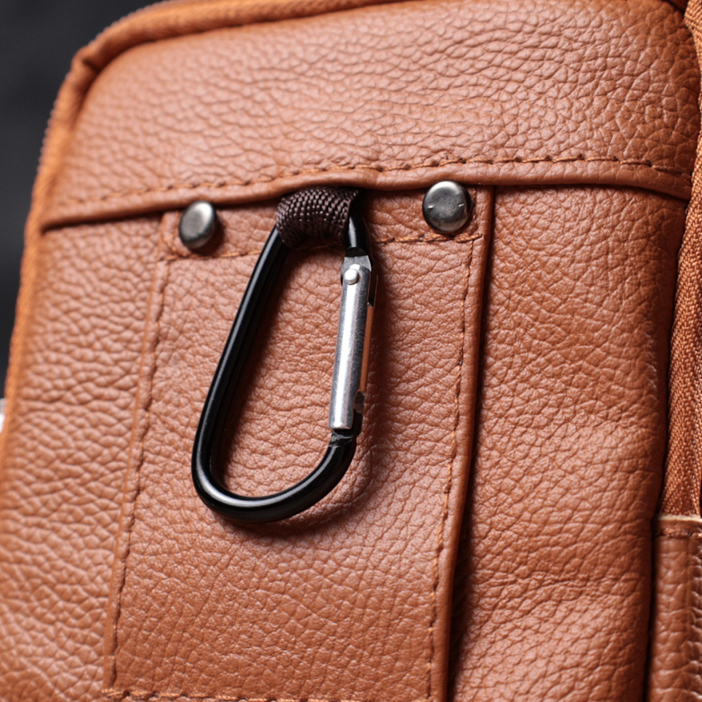 Сумка Vintage На пояс на два відділення з натуральної шкіри Руда (22737) - зображення 12