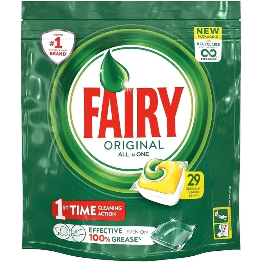 Таблетки для посудомийних машин Fairy Original All in One Lemon 29 шт. (8700216237314) - зображення 1