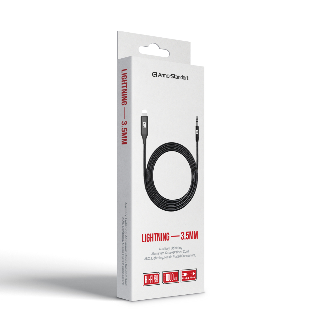 Кабель мультимедійний Lightning to 3.5mm M 1.0m black Armorstandart (ARM76889) - зображення 3