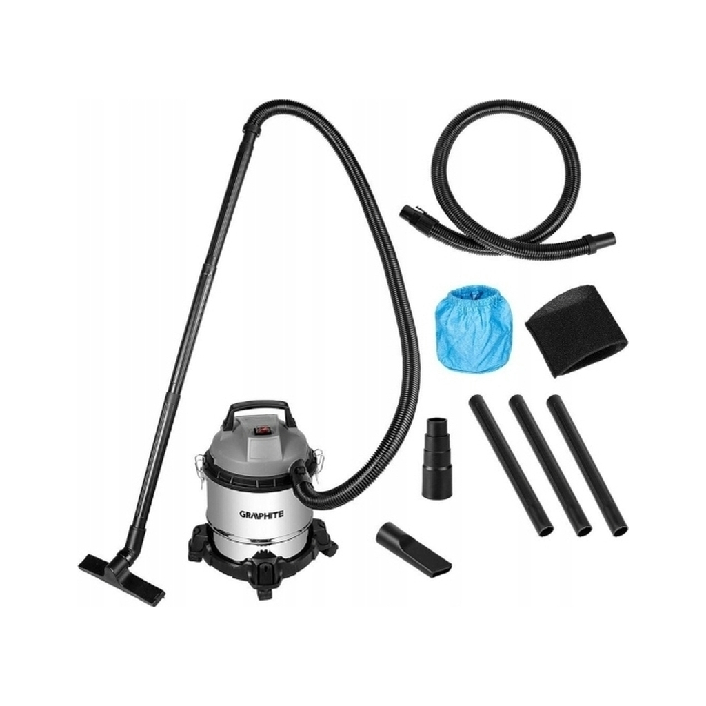 Пилосос будівельний Graphite 800Вт, 12кПа, 12л, 220В/800В (59G613) - зображення 1