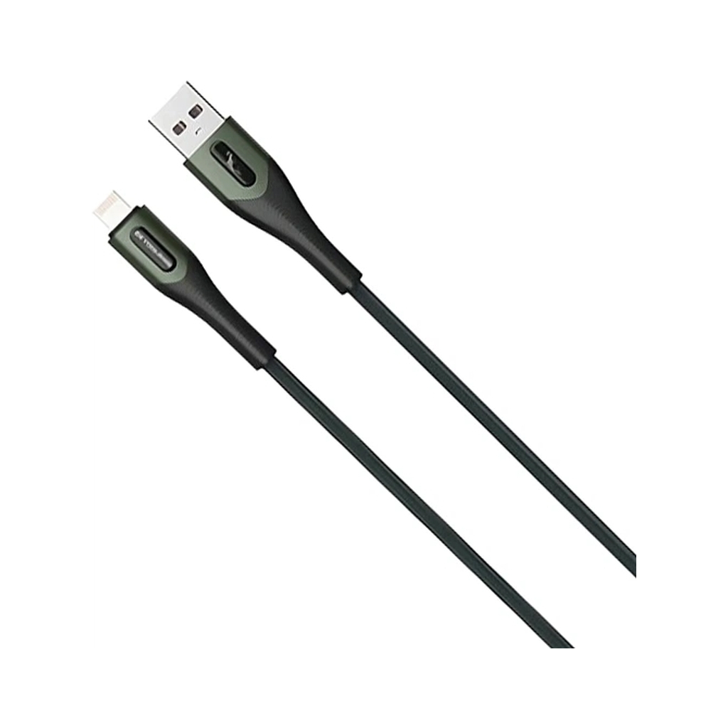 Дата кабель USB 2.0 AM to Lightning 1.0m 3A braided dark green SkyDolphin (USB-000580) - зображення 1