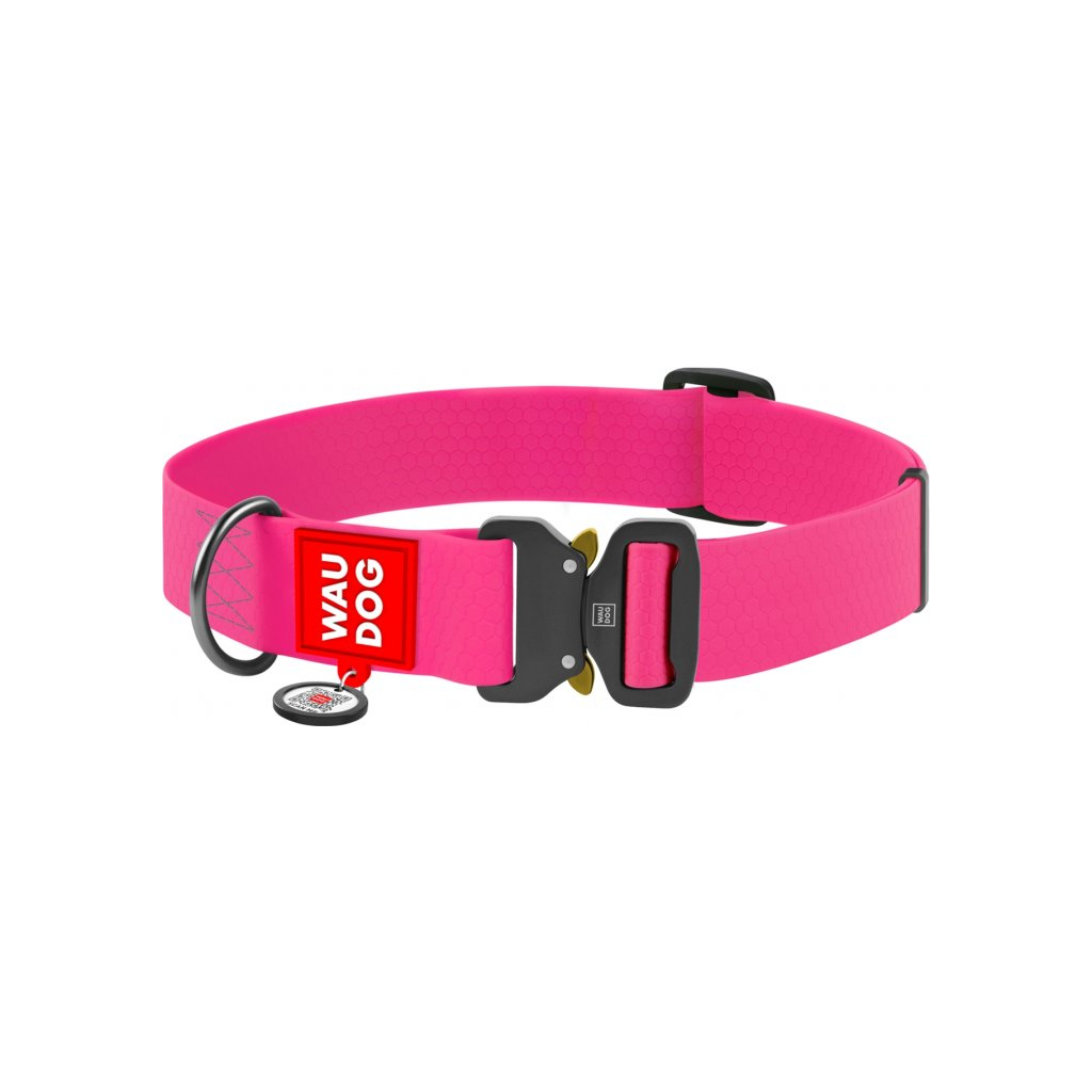 Нашийник для тварин WAUDOG Waterproof з QR паспортом XXL Ш 40 мм Д 43-70 см(рожевий) (28017) - зображення 1