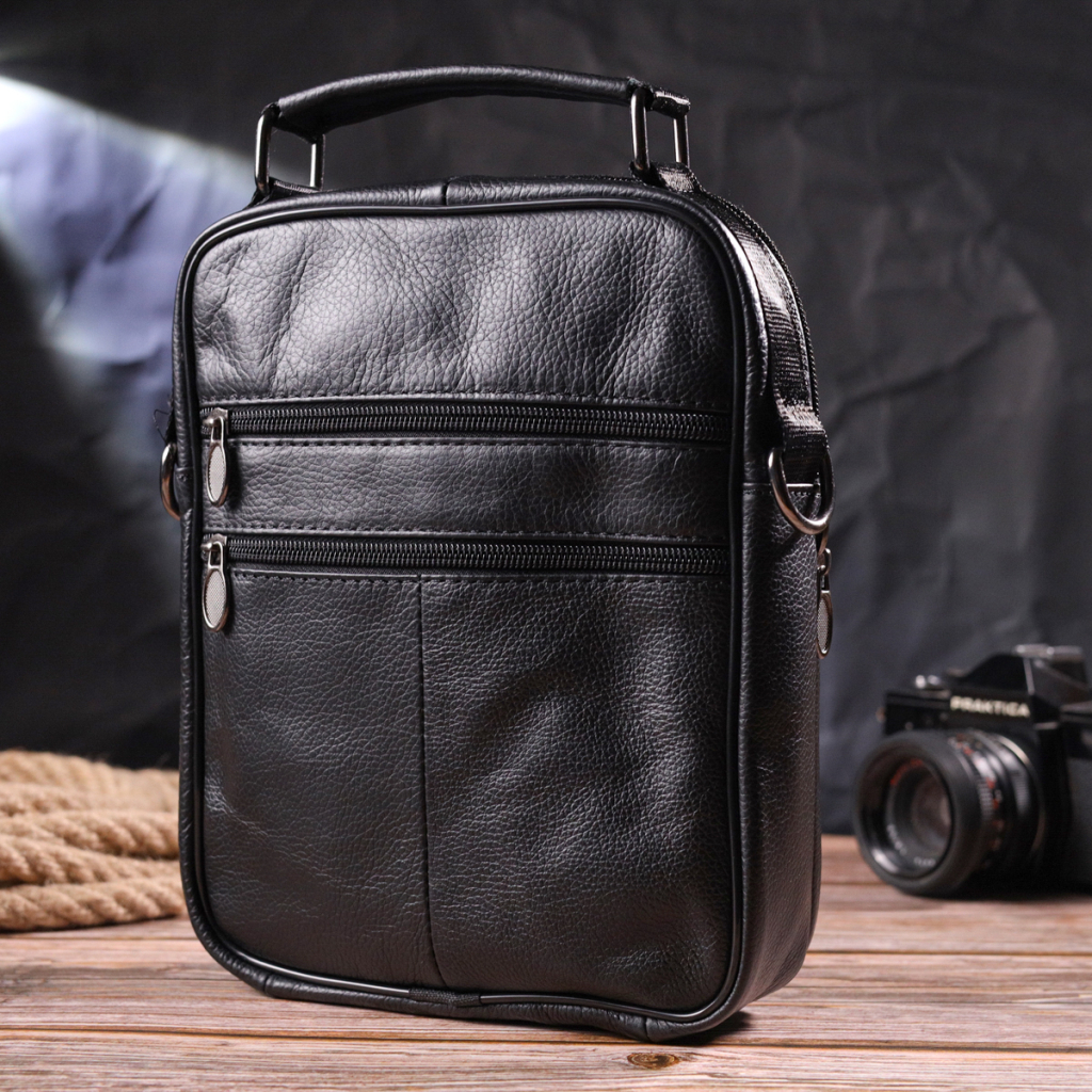 Сумка Vintage Чоловіча шкіряна Чорна (21396) - зображення 10