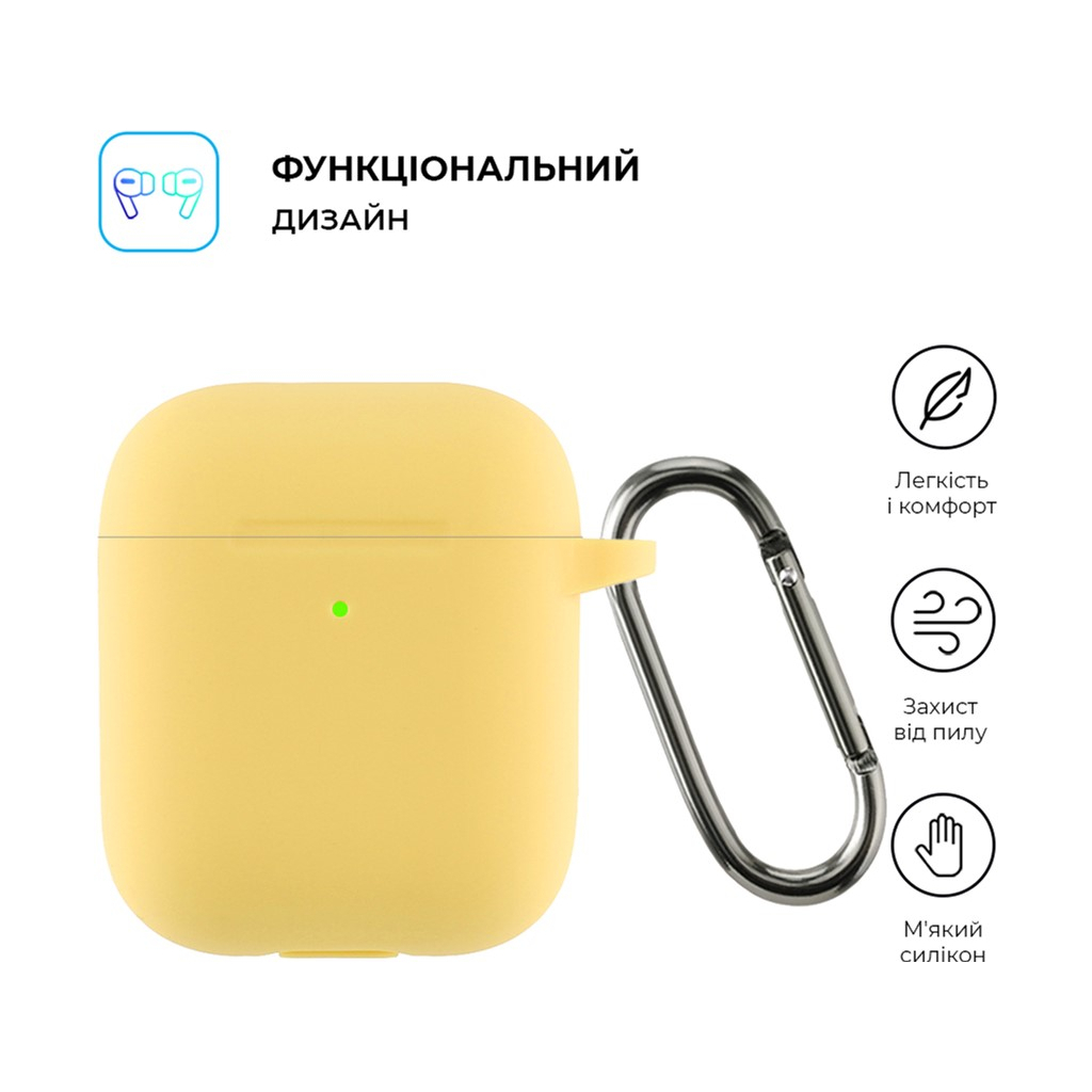 Чохол для навушників Armorstandart Ultrathin Silicone Case With Hook для Apple AirPods 2 Yellow (ARM59696) - зображення 2