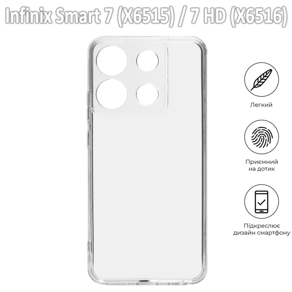 Чохол до мобільного телефона BeCover Infinix Smart 7 (X6515) / 7 HD (X6516) Transparancy (709621) - зображення 3