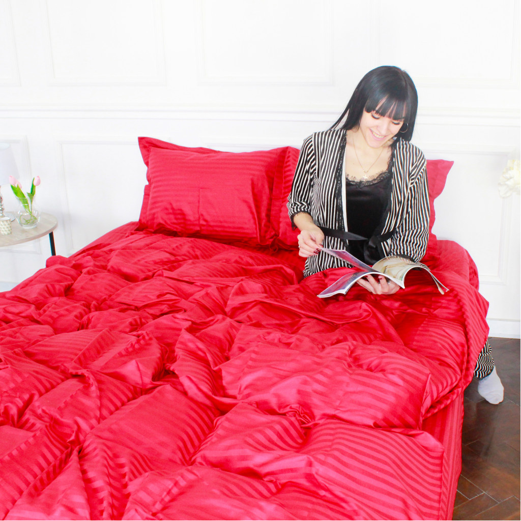 Постільна білизна MirSon SatinStripe 30-0018Red 220х240 King Size (2200005254523) - зображення 5