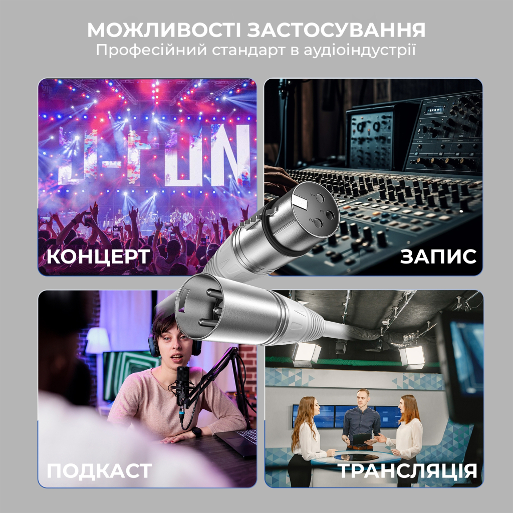 Мікрофонний кабель Fifine XLR Male to Female White 1.8 м (L9CW) - picture 8