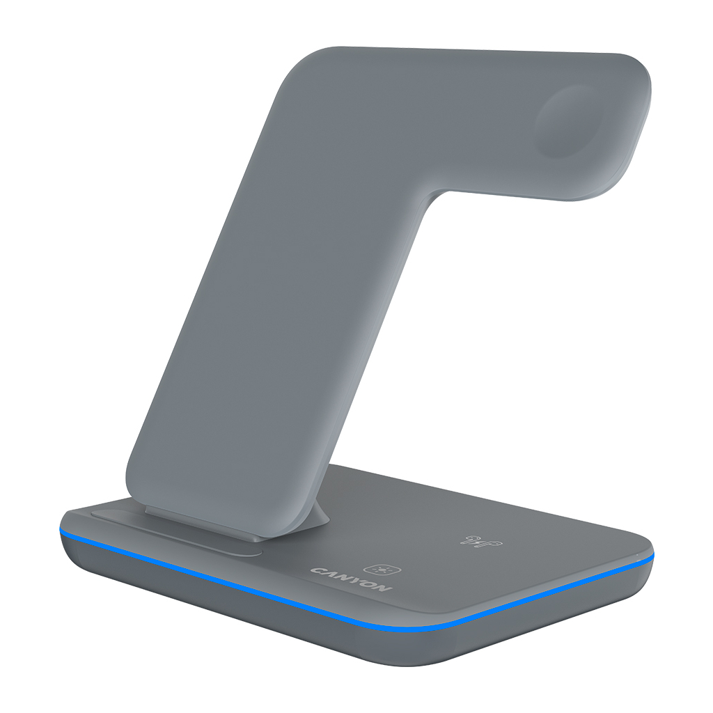 Зарядний пристрій Canyon WS-303, 3in1 Wireless Dark Grey (CNS-WCS303DG) - зображення 2