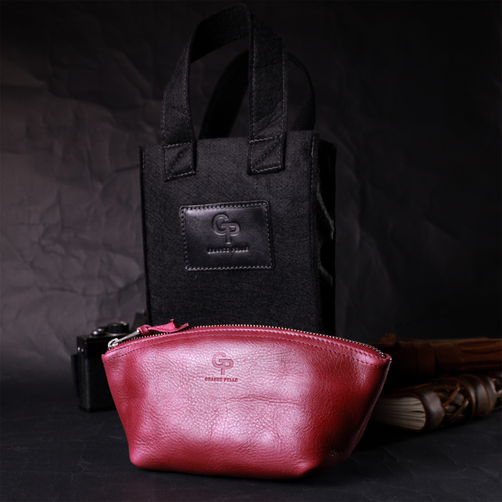 Косметичка Grande Pelle Шкіряна Бордова (16792) - зображення 9