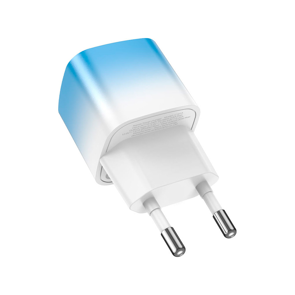 Зарядний пристрій HOCO C101A USB-C PD20W Ice Blue (6931474769374) - зображення 3