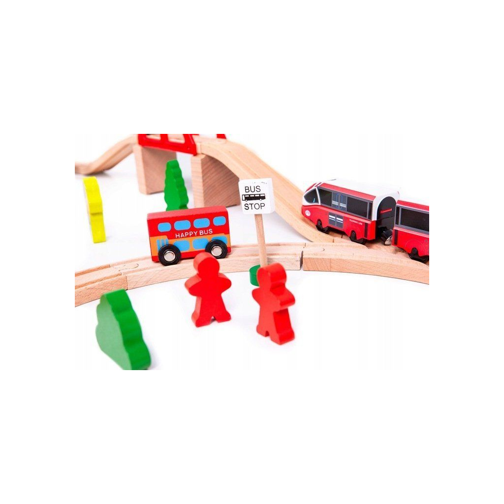 Залізниця дерев'яна Ecotoys з потягом на батарейках (HM180995) - зображення 5