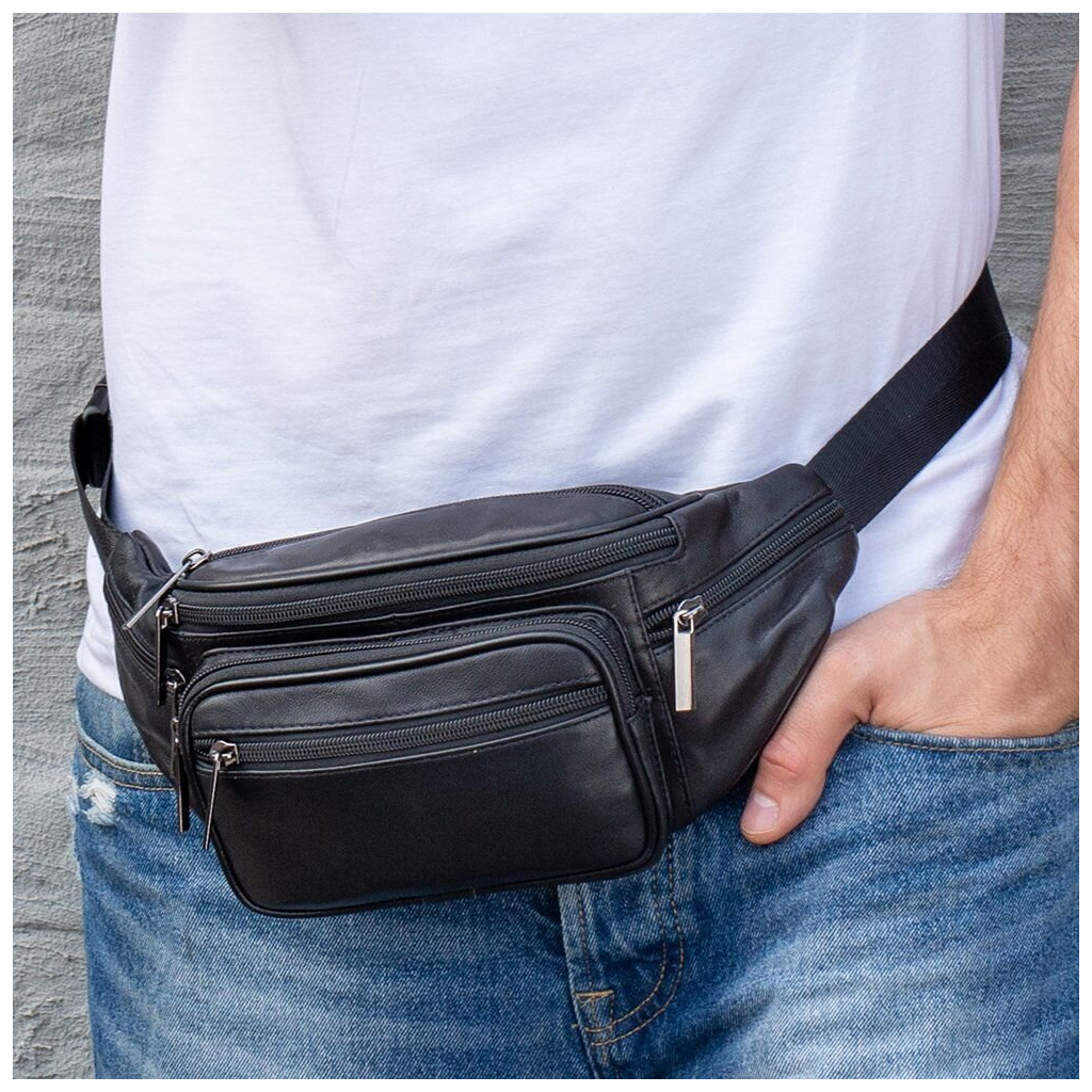 Сумка Vintage Поясна з овечої шкіри Чорна (20205) - зображення 9