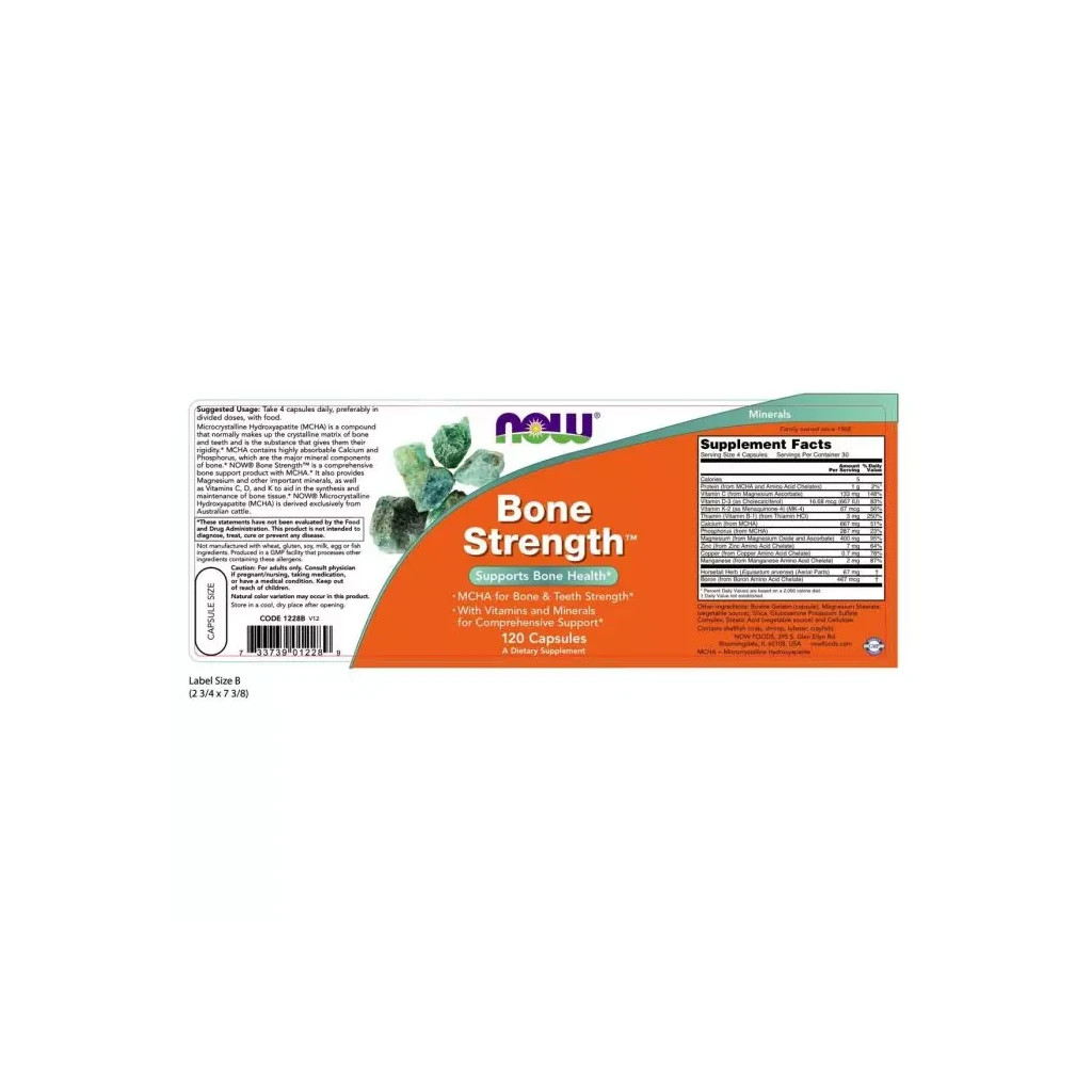 Вітамінно-мінеральний комплекс Now Foods Міцні Кістки, Bone Strength, 120 капсул (NF1228) - зображення 2
