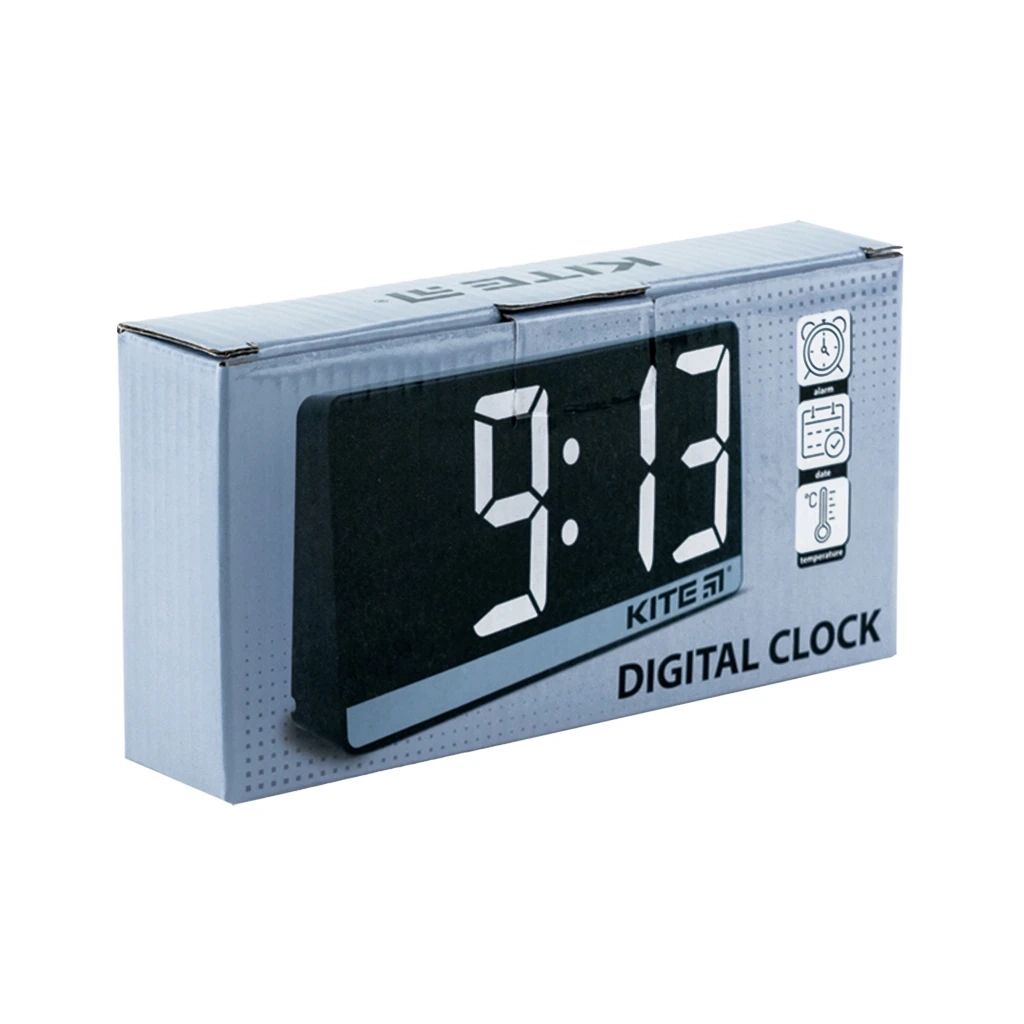 Настільний годинник Kite електронний цифровий, чорний (K24-488-1) - зображення 4