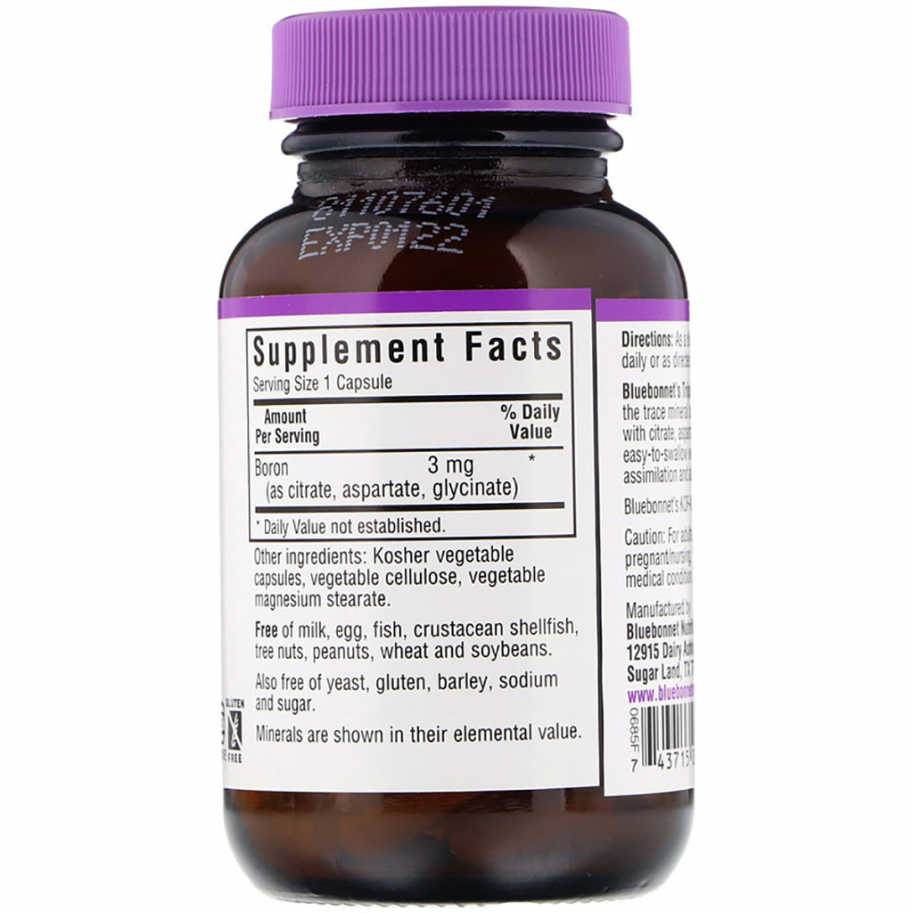 Мінерали Bluebonnet Nutrition Потрійний бор 3мг, Triple Boron, 90 вегетаріанських капсул (BLB-00685) - зображення 2
