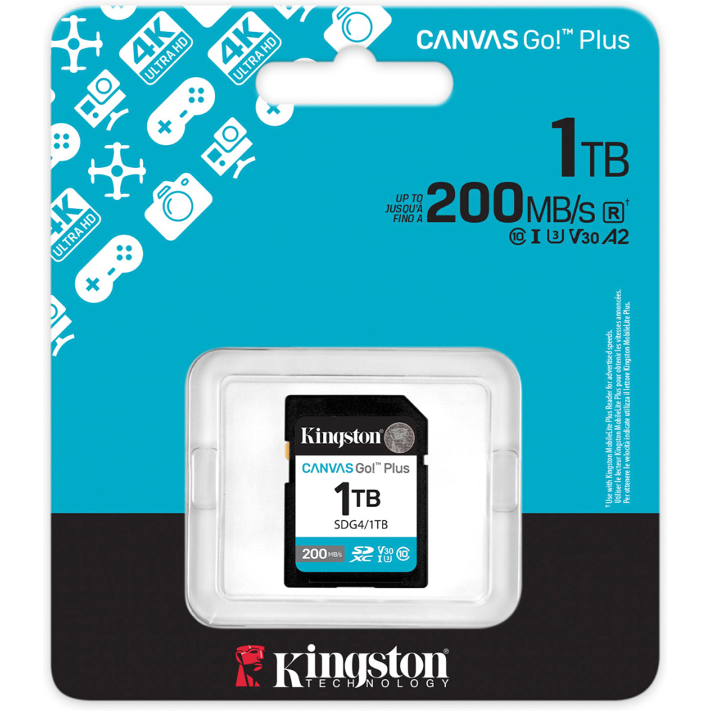 Карта пам'яті Kingston 1TB SDXC сlass 10 UHS-I U3 V30 Canvas Go Plus G4 (SDG4/1TB) - зображення 3