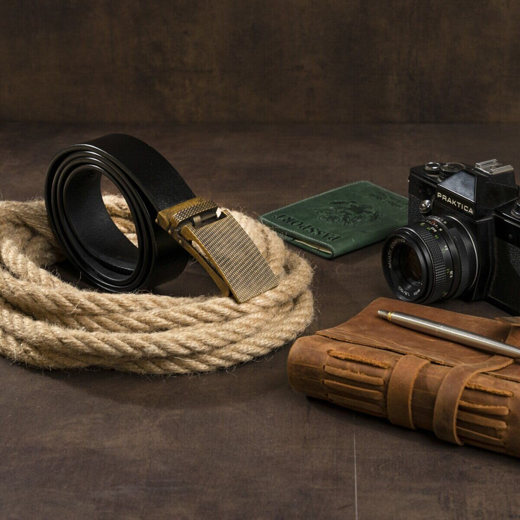 Ремінь Vintage Чоловічий з латунною пряжкою Чорний (20331) - зображення 6