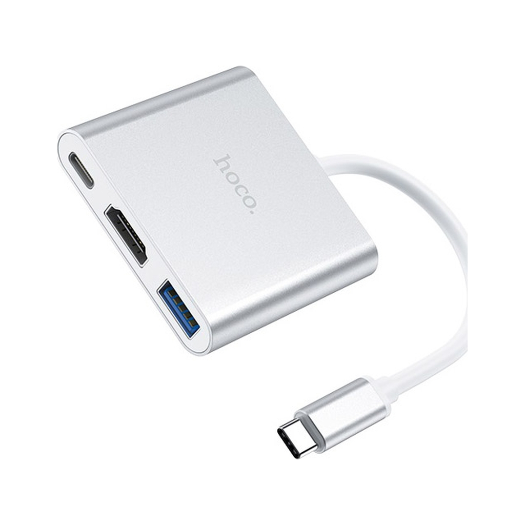 Концентратор HOCO USB-C to USB3.0+HDMI+PD HB14 Silver (6931474725790) - зображення 2