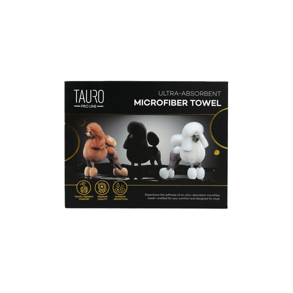 Рушник для тварин Tauro Pro Line з мікрофібри високопоглинаючий з пуделями 80x160 см (TPLRAN70318) - изображение 3