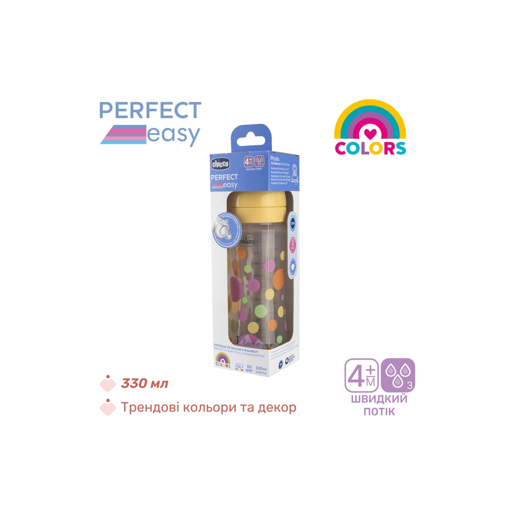 Пляшечка для годування Chicco Perfect Easy силіконова, від 4 міс. швидкий потік 330 мл (20245.10) - зображення 5