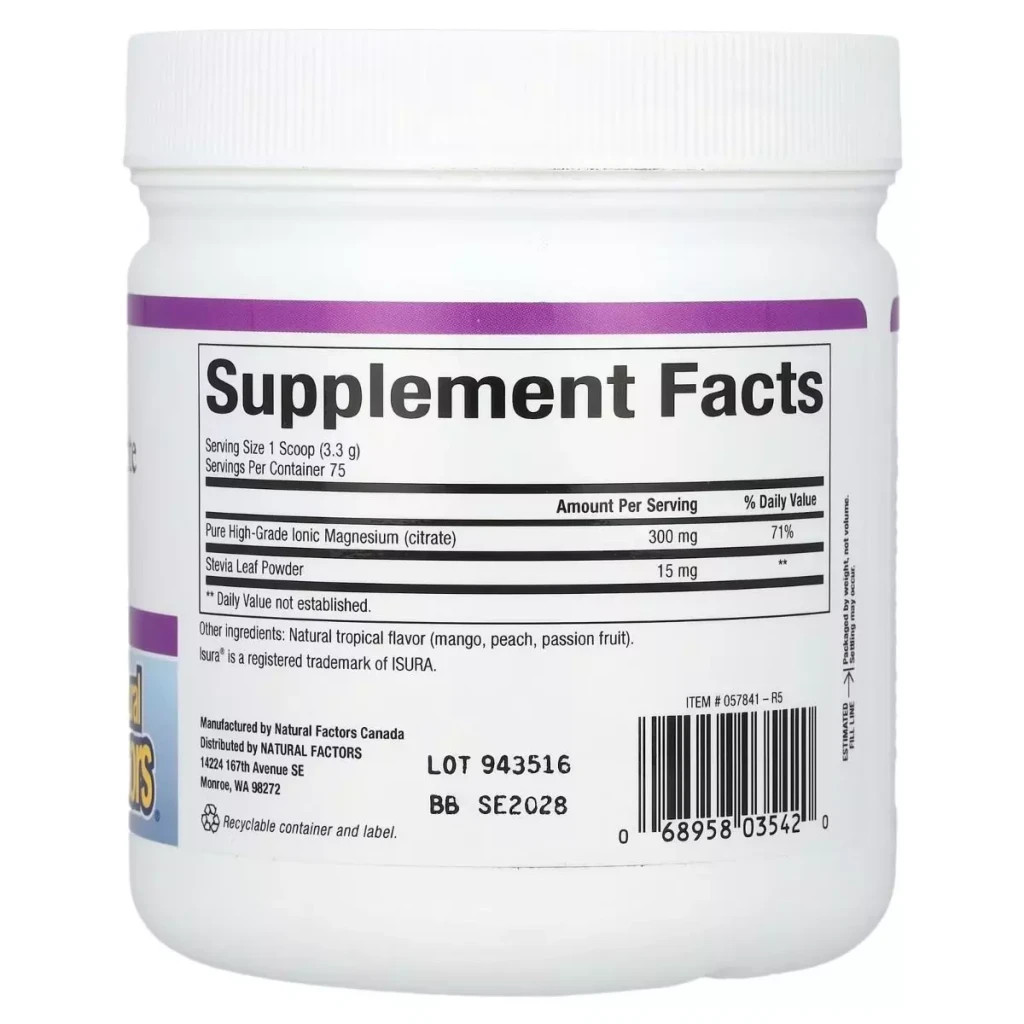 Мінерали Natural Factors Магній цитрат у порошку, смак тропічних фруктів, Stress- (NFS-03542) - зображення 2