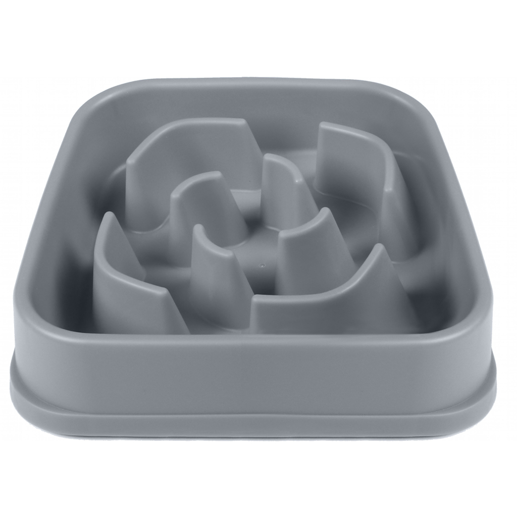 Посуд для собак Dexas Силіконова квадратна миска Slow Maze Feeder для повільного годування 1.44 л світло-сіра (0084297309930) - зображення 1