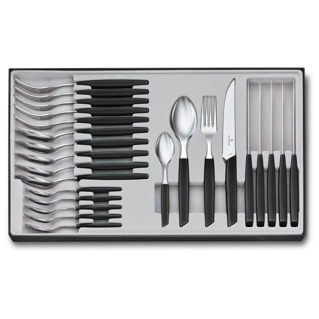 Набір столових приборів Victorinox Swiss Modern Table Set 24 шт Steak Black (6.9093.12W.24) - зображення 1