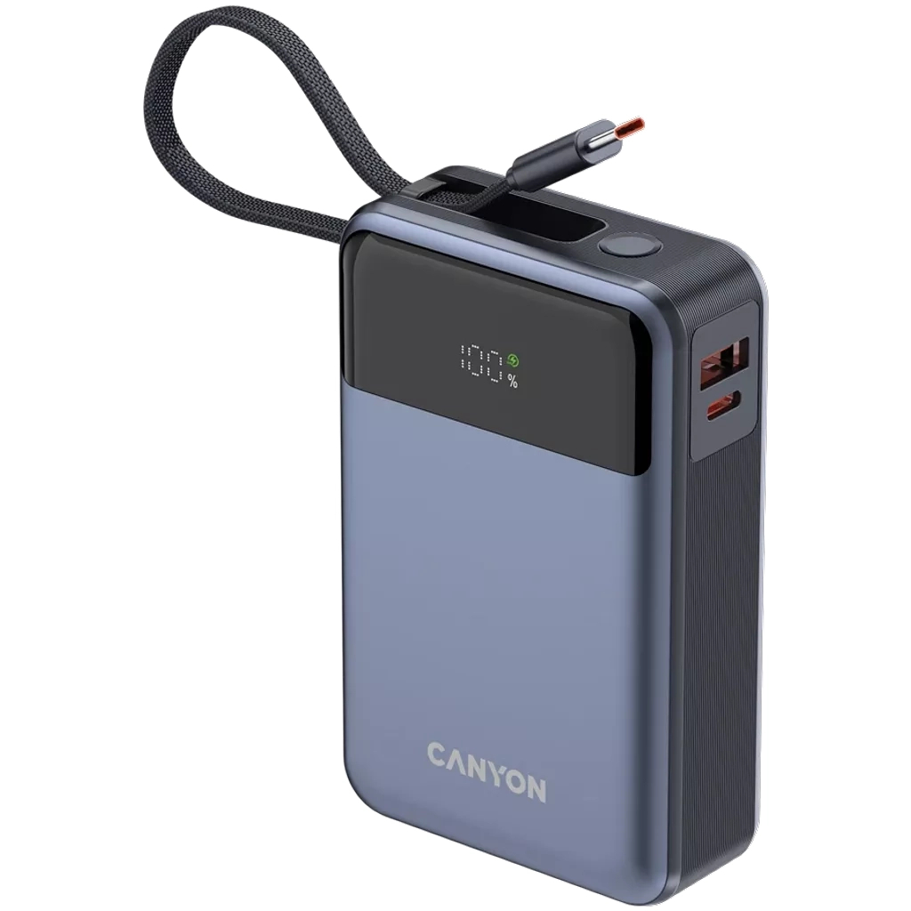 Батарея універсальна Canyon 20000mAh OnPower 600 PD/65W built-in cable Dark Grey (CNS-CPB600DG) - зображення 6