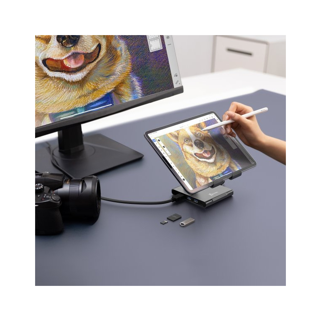 Порт-реплікатор J5create Dock-Station Ipad USB-C 8-in-1 (HDMI/PD/картридер/USB-A/USB-C/Audio) (JTS224-N) - зображення 9