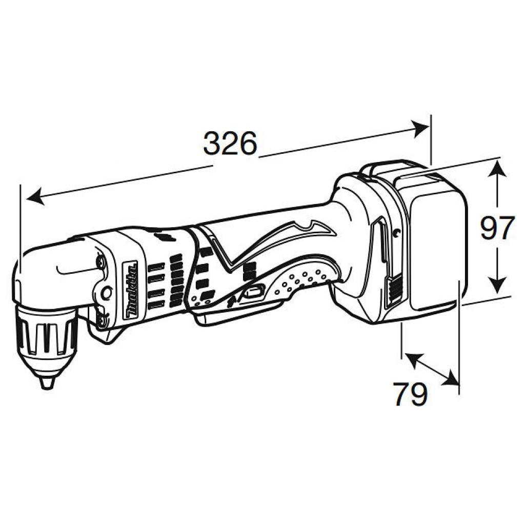 Дриль Makita кутовий 14,4В, 3Аг х 2шт, кейс, 10мм (DDA341RFE) - зображення 4