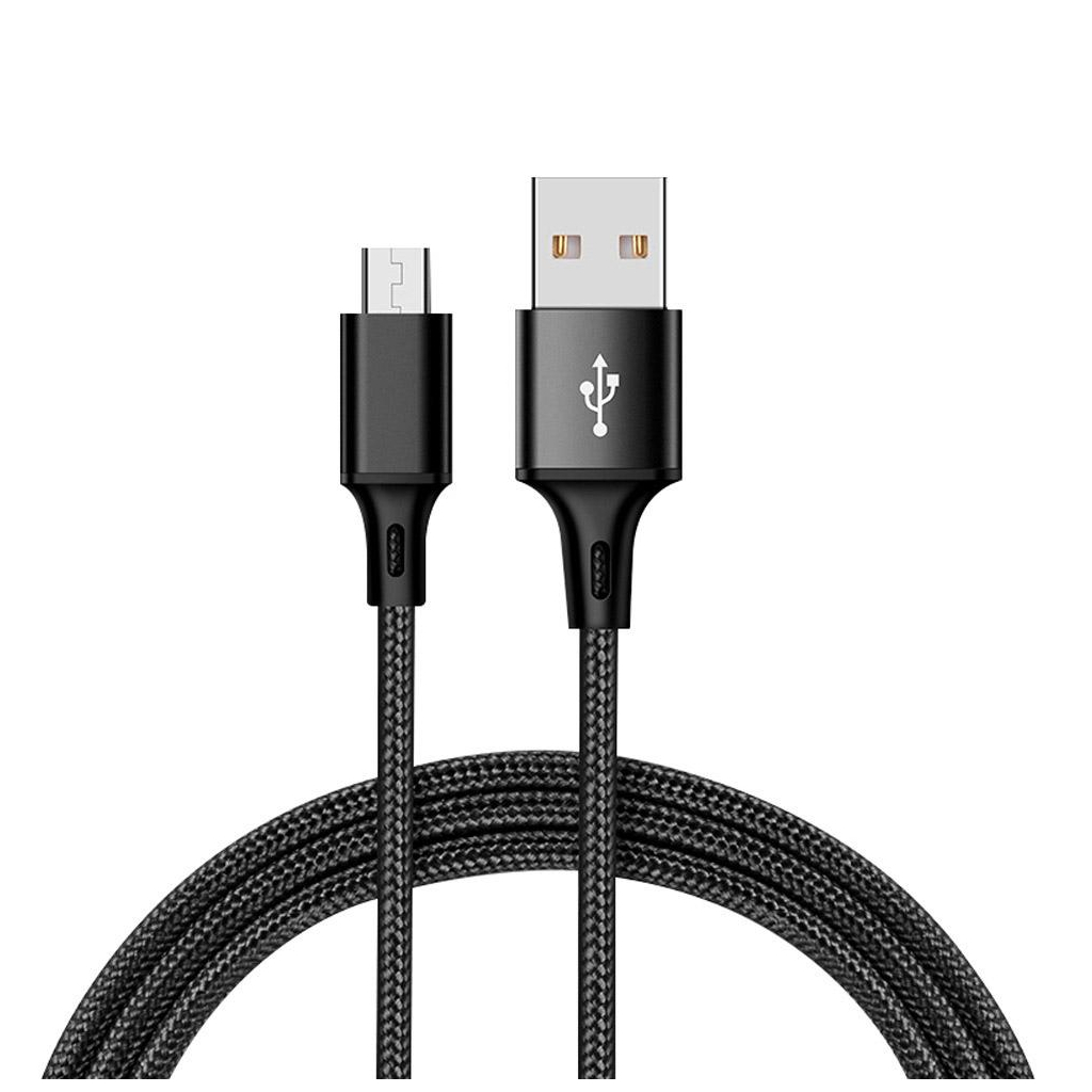 Дата кабель USB 2.0 AM to Micro 5P 2.0m 1.5A braided black XO (NB143-M2-BK) - зображення 1