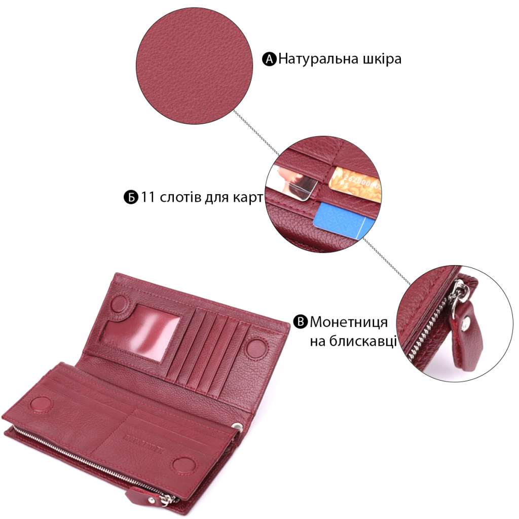 Гаманець ST Leather З натуральної шкіри Бордовий (22534) - зображення 4