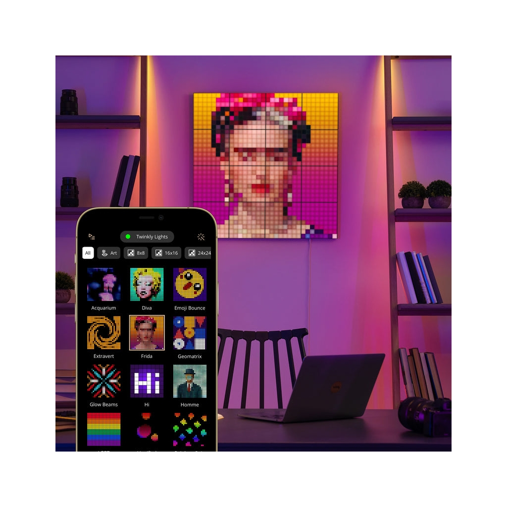 Гірлянда Twinkly Smart LED Squares 1 Starter Panel, RGB LED, USB-C, Black 16х16см (TWQ064STW-01-BUSB) - зображення 6