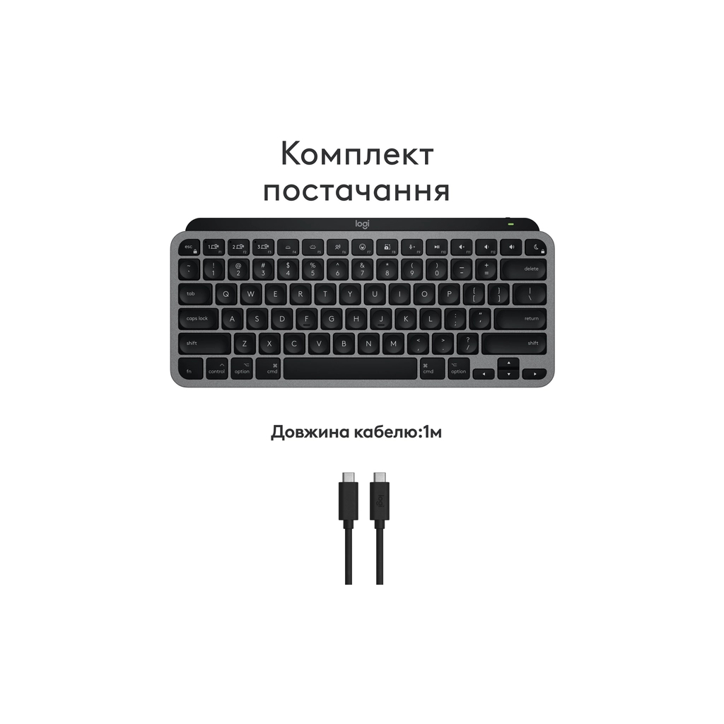 Клавіатура Logitech MX Keys Mini для MAC Wireless UA Space Grey (920-012652) - зображення 4