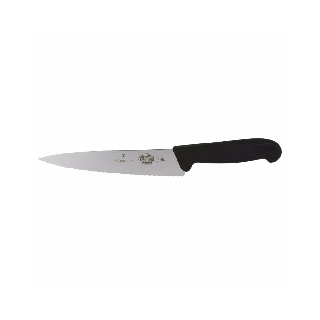 Кухонний ніж Victorinox Fibrox Carving 19 см Serrated Black (5.2033.19) - зображення 1