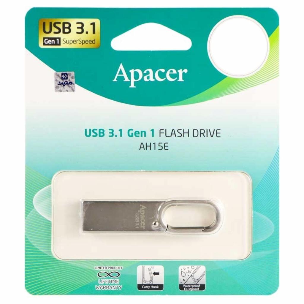 USB флеш накопичувач Apacer 64GB AH15E Silver USB 3.1 (AP64GAH15ES-1) - зображення 3