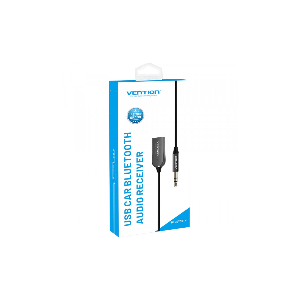 FM модулятор Vention AUX TRS 3.5мм USB Bluetooth 5.0 Coiled Cable 1.5M Gray Zinc (NAGHG) - изображение 4